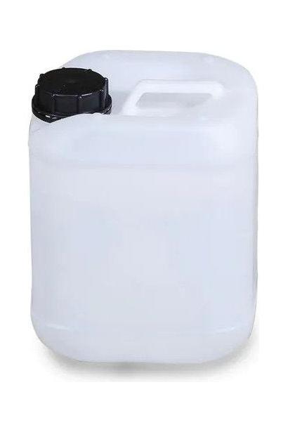 5-liter transparent container with a black lid, ideal for storing Tisserand Sweet Almond Oil.
