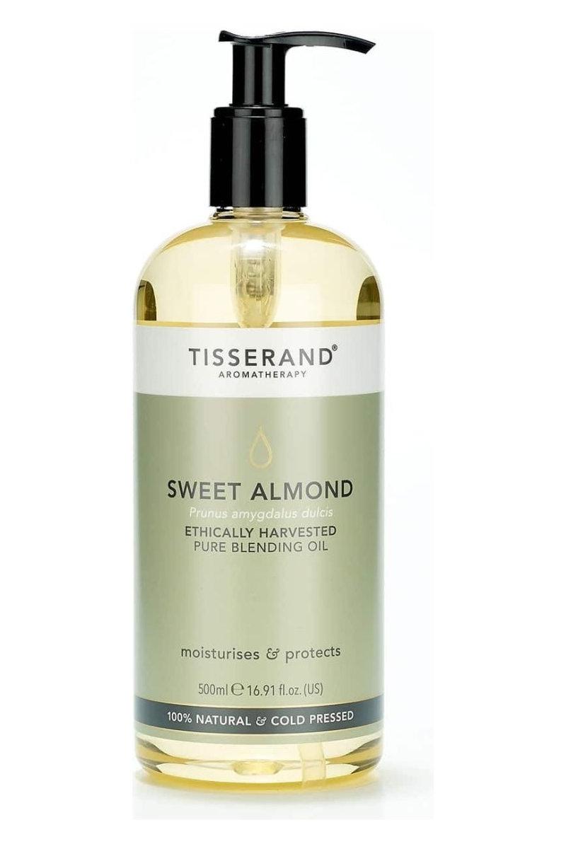 Tisserand Aromatherapy Sweet Almond Massage Oil 500ml, ethically harvested, moisturises and protects all skin types.