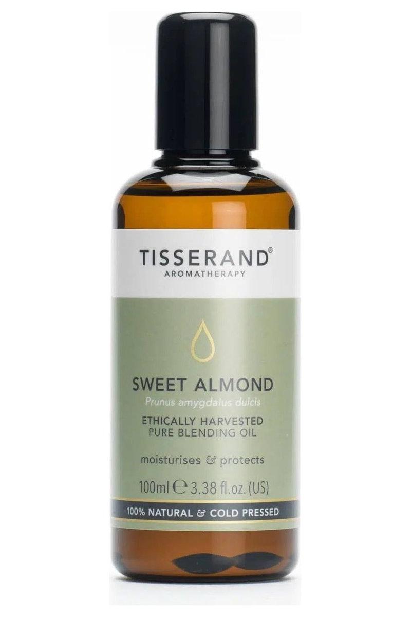 Tisserand Aromatherapy Sweet Almond Oil 100ml, ethically harvested, moisturizes and protects all skin types.