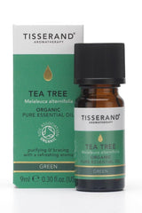 Tisserand Aromatherapy Tea Tree Essential Oil 9ml bottle and box for natural antibacterial skin health.