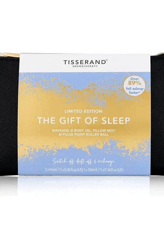 Tisserand Aromatherapy Gift of Sleep set featuring natural essential oils for improved sleep quality.