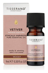 Tisserand Aromatherapy Vetiver essential oil 9ml, ethically harvested with a rich woody aroma.