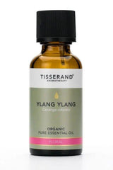 Tisserand Aromatherapy Ylang Ylang organic essential oil 30ml bottle for relaxation and emotional harmony.