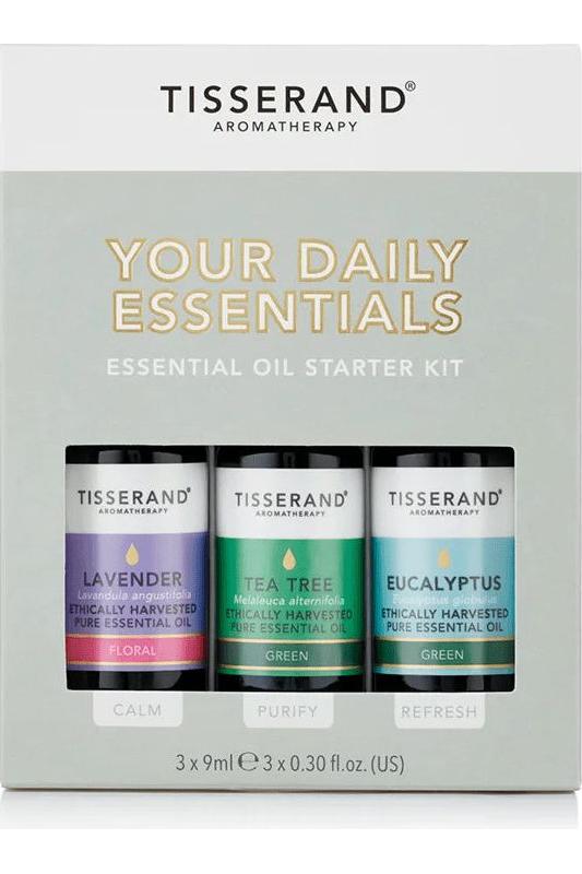 Tisserand Aromatherapy Daily Essentials Kit with Lavender, Tea Tree, and Eucalyptus essential oils (3 x 9ml)