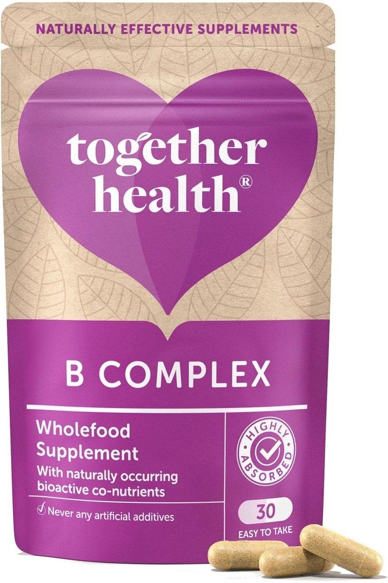 Together B Complex supplement packaging showcasing 30 capsules for enhanced energy and overall health.