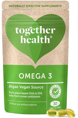 Together Omega 3 algae vegan supplements pack with 30 softgels for heart health and brain function.
