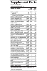 Supplement facts label for Complete Children's Chewable multivitamins, detailing vitamins and minerals per serving.