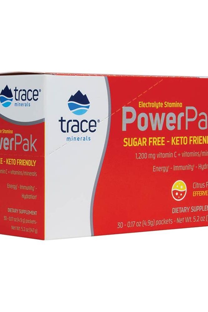 Trace Minerals Electrolyte Stamina Power Pak box with 30 sugar-free citrus packs for hydration and energy. Trace Minerals Electrolyte Stamina Power Pak box with 30 sugar-free citrus packs for hydration and energy.