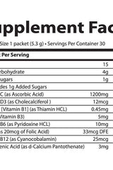 Supplement facts for Trace Minerals Electrolyte Stamina Power Pak, detailing vitamins and minerals per serving.