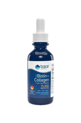 Trace Minerals Ionic Biotin + Collagen 2 fl oz bottle for healthy hair, skin, and nails, with 75,000 mcg biotin.