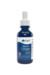 Trace Minerals Ionic Biotin + Collagen 2 fl oz bottle for healthy hair, skin, and nails, with 75,000 mcg biotin.