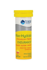 Trace Minerals Max-Hydrate Endurance effervescent tablets in citrus flavor for hydration and muscle support.