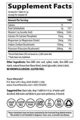 Supplement facts label for Trace Minerals Max-Hydrate Immunity effervescent tablets, indicating nutrition and ingredients.