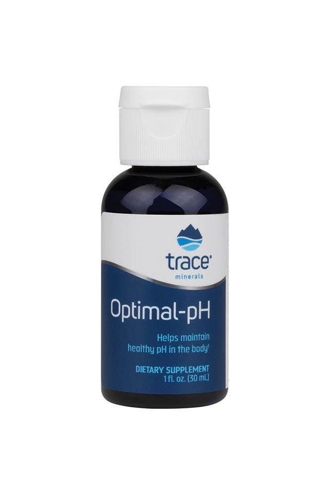 Trace Minerals Optimal-pH dietary supplement bottle for maintaining healthy pH levels in the body. Trace Minerals Optimal-pH dietary supplement bottle for maintaining healthy pH levels in the body.