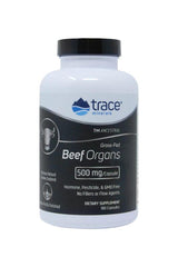Trace Minerals TMAncestral Beef Organs supplement bottle, 180 capsules, rich in essential nutrients.