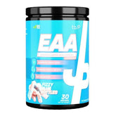 Trained by JP EAA hydration formula in blue container, 30 servings for muscle growth and recovery.