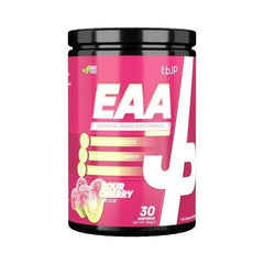 Trained by JP EAA essential amino acid supplement in Sour Berry flavor, 30 servings, promotes hydration and muscle recovery.