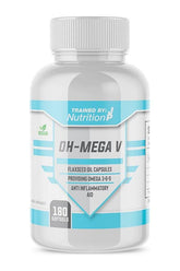 Trained by JP Oh-Mega V softgels in a bottle, providing Omega 3, 6, and 9 for heart and brain health support.