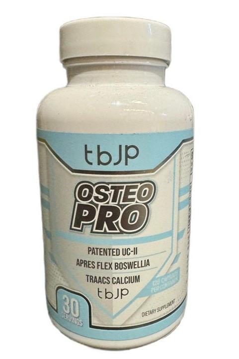 Osteo Pro dietary supplement bottle for joint and bone health, featuring UC-II and Boswellia, 30 servings.