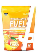 Trained by JP Performance Fuel pre-workout supplement with cyclic dextrin and electrolytes, orange and mango flavor, 40 servings.