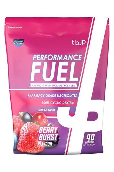 Trained by JP Performance Fuel in Berry Burst flavor with cyclic dextrin and electrolytes for optimal hydration.