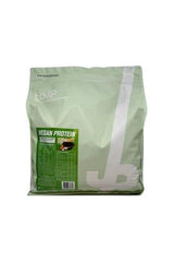 Trained by JP Vegan Protein powder packaging, plant-based protein ideal for vegans and lactose intolerant individuals.