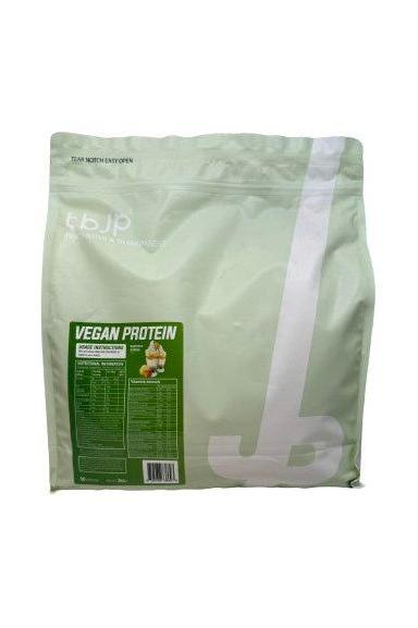 Trained by JP Vegan Protein powder bag featuring plant-based nutrition and multivitamins for vegans.