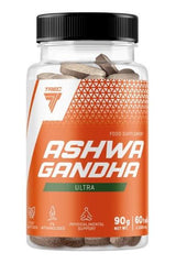 Trec Nutrition Ashwagandha Ultra bottle featuring 60 tablets for physical and mental support.