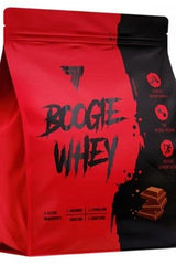 Trec Nutrition Boogie Whey protein powder package, promotes muscle growth with creatine and amino acids.