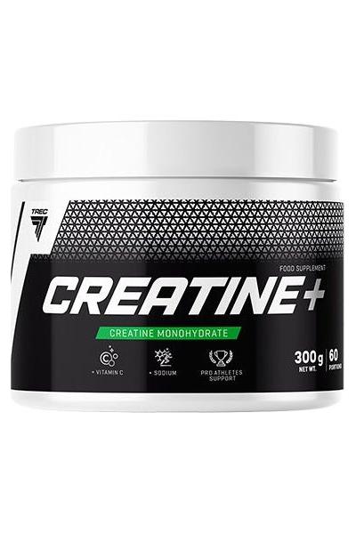 Trec Nutrition Creatine+ supplement jar with vitamin C and sodium for enhanced athletic performance.