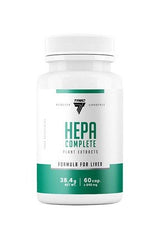 Trec Nutrition Hepa Complete supplement bottle for liver health with 60 capsules and plant extracts.