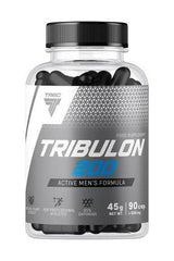 Trec Nutrition Tribulon 200 supplement bottle with 90 capsules for men's energy and hormone balance.