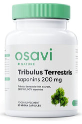 Osavi Tribulus Terrestris supplement with 200 mg saponins in vegan capsules for vitality and hormonal health.
