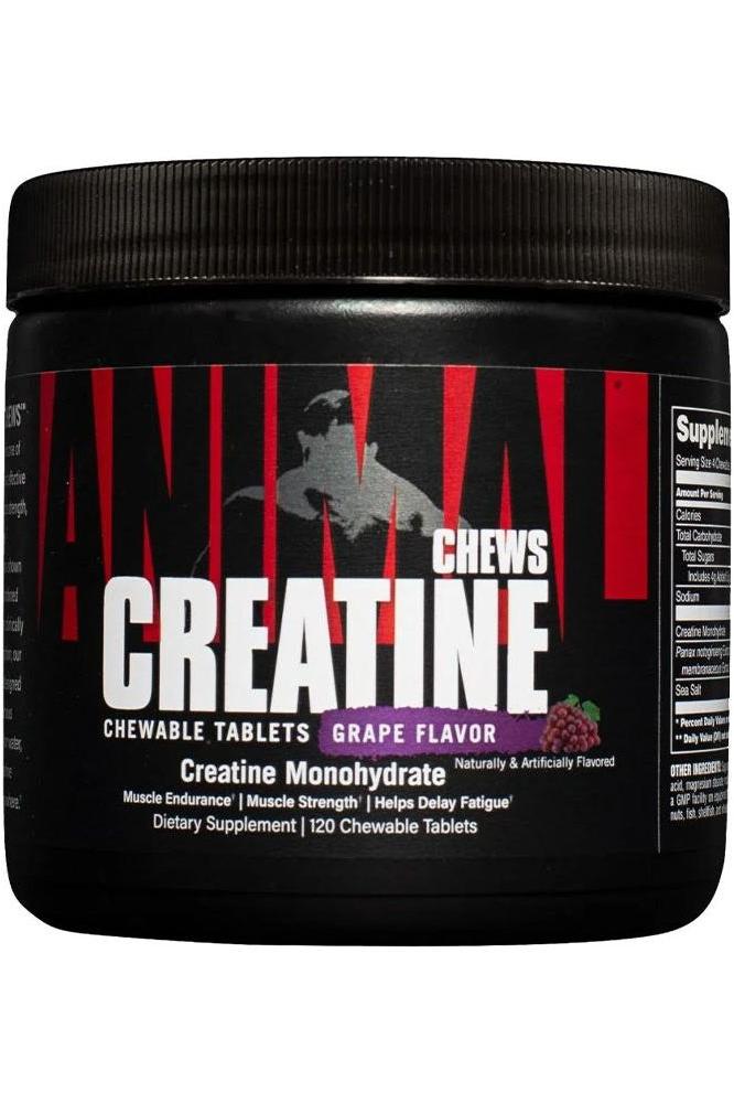 Universal Nutrition Animal Creatine Chews grape flavor - chewable tablets for enhanced athletic performance.