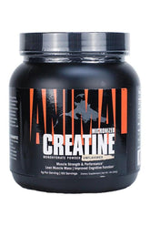 Universal Nutrition Animal Creatine unflavored powder in a black container for muscle strength and performance.