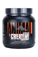 Universal Nutrition Animal Creatine unflavored powder in a black container for muscle strength and performance.