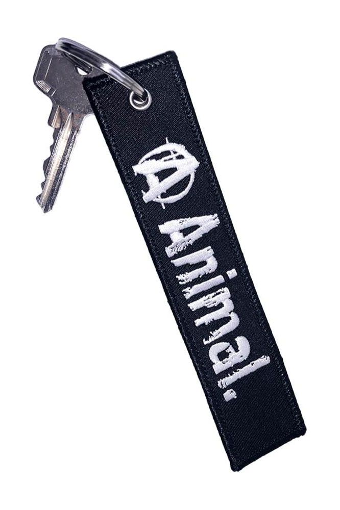 Universal Nutrition Animal keychain, embroidered black and white design, stylish and durable key accessory.