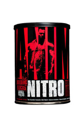 Universal Nutrition Animal Nitro container promoting muscle recovery and growth after workouts.