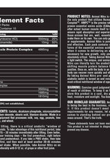 Universal Nutrition Animal Nitro supplement fact panel with ingredients and nutritional information.