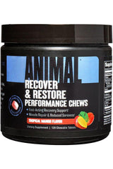 Universal Nutrition Animal Recovery Chews Tropical Mango flavor, 120 chewables for fast recovery and muscle support.