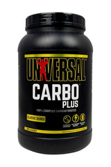 Universal Nutrition Carbo Plus unflavored supplement container, rich in complex carbohydrates, 997g.