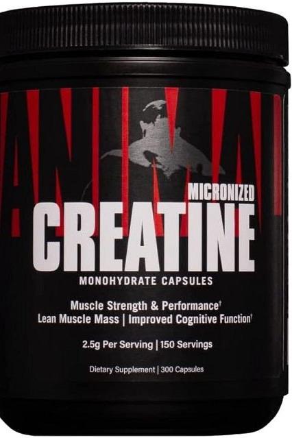 Universal Nutrition Micronized Creatine Monohydrate Capsules for muscle strength and recovery, 300 capsules.