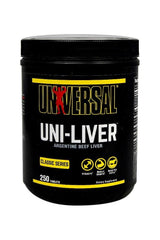 Universal Nutrition Uni-Liver 250 tablets, desiccated Argentine beef liver supplement for strength and muscle support.