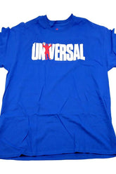 Universal Nutrition USA 77 T-shirt in blue, featuring bold white lettering, perfect for bodybuilders and workouts.