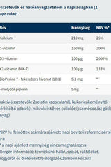 Nutritional information table for USA Medical K2+D3 capsules, detailing ingredients and daily values per capsule.