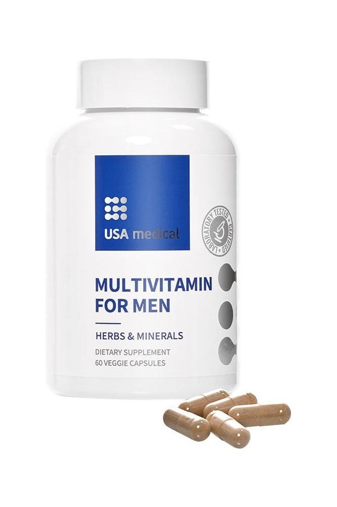 USA Medical Multivitamin for Men - 60 capsules for energy, health, and performance support.