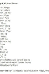 Nutritional breakdown of USA Medical Multivitamin for Women, listing vitamins, minerals, and herbal extracts per two capsules.