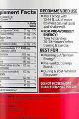 Supplement facts for USN AminoSTIM showing dosage, ingredients, and recommended usage.
