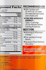 USN AminoSTIM supplement facts with amino acids, caffeine, and usage recommendations for energy and hydration.