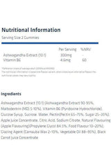 Nutritional information for USN LivSMART Ashwagandha Gummies, detailing ingredients and serving size.